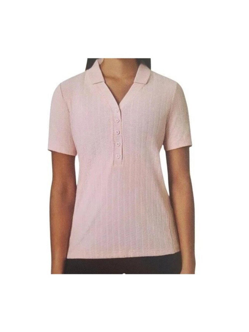 NWT Mondetta Ribbed Women's M Pink Polo Shirt Tencel Blend